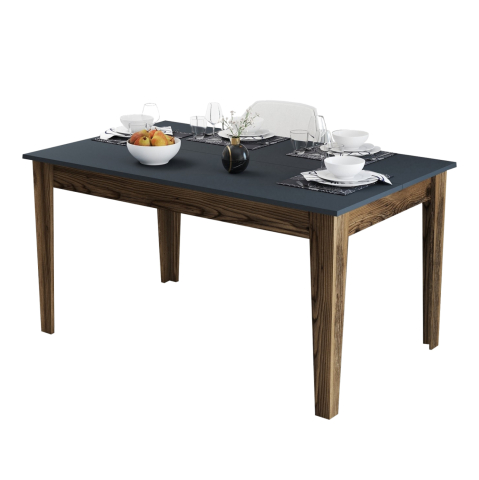 Mese - DINING TABLE STANDARD HM9507.01 MELAMINE WALNUT-ANTHRACITE WITH STORAGE SPACE 145x88x75Hcm.