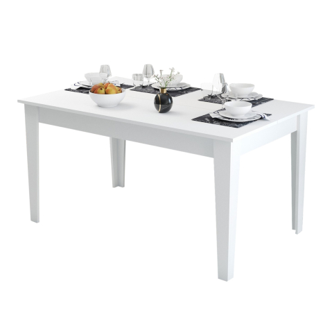Mese - DINING TABLE STANDARD HM9507.06 MELAMINE WΗΙΤΕ WITH STORAGE SPACE 145x88x75Hcm.