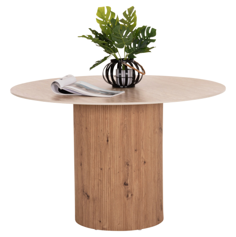 Mese - DINING TABLE TWIL HM18324 CERAMIC TOP IN TRAVERTINE STONE LOOK--MDF BASE Φ120x76Hcm.