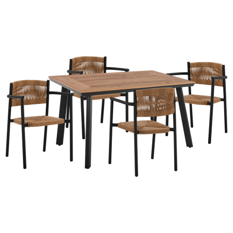 Seturi mese dining - DINNING SET 5PCS POLYWOOD TABLE 120X80 AND CHARCOAL ALUMINUM CHAIRS HM11430