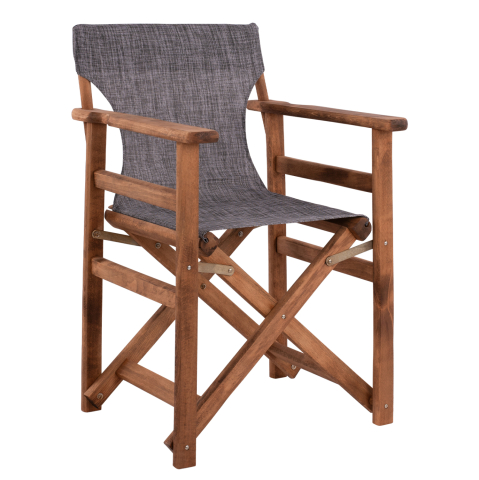 Scaune - Fotolii - Director's chair Limnos Walnut with textline Grey HM10368.10