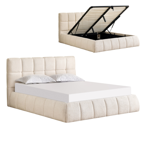 Interior - DOUBLE BED EDDY HM731.03 BEIGE BOUCLE and STORAGE SPACE--FOR MATTRESS 160x200cm.