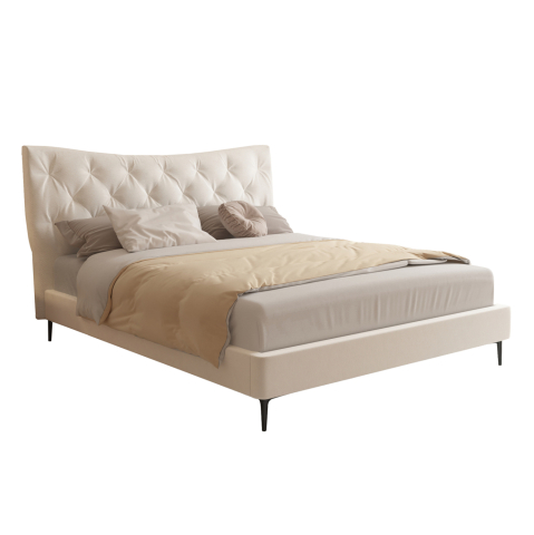 Interior - DOUBLE BED JILL HM737.03 FABRIC IN BEIGE--FOR MATTRESS 160x200cm