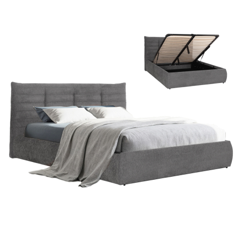 Interior - DOUBLE BED SANDRA HM732.01 GREY FABRIC and STORAGE SPACE--FOR MATTRESS 160x200cm.