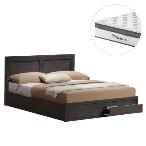 Interior - DOUBLE BED WITH 2 DRAWERS and MATTRESS CAPRI HM10747.01 MELAMINE ZEBRANO--FOR 140x200cm.