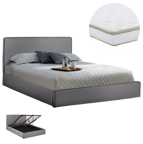 Seturi paturi cu saltele - DOUBLE BED WITH MATTRESS and STORAGE SPACE ALLIE HM21170 GREY FABRIC--FOR 160X200cm.