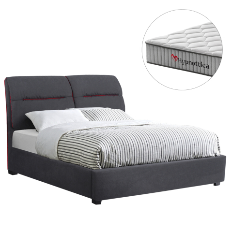 Interior - DOUBLE BED WITH MATTRESS KENDRA HM10762 GREY FABRIC--FOR MATTRESS 150x200cm.