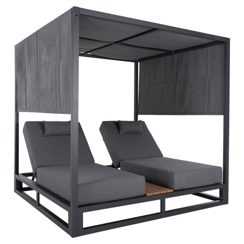 Sezlong-uri - DOUBLE LOUNGE SUNBEDS IN A CUBE WITH SUNSHADES GALLANT HM6097.01 ALUMINUM IN GREY 2x2x2m