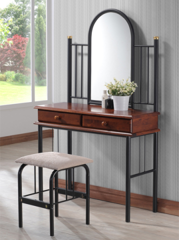 Interior - Dressin Table REVEN HM308 With stool and mirror metal and RUBBERWOOD 33x90x148Ηcm