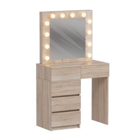 Sertare - Toalete - DRESSING TABLE WITH LED LIGHTS and DRAWERS BEYON HM2500.01 MELAMINE IN SONAMA 112.5x40.5x140Hcm.