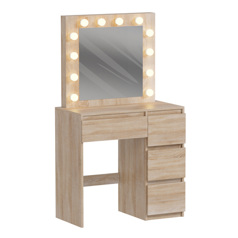 Sertare - Toalete - DRESSING TABLE WITH LED LIGHTS and DRAWERS KEITLIN HM2499.01 MELAMINE IN SONAMA 80x40x140Hcm.