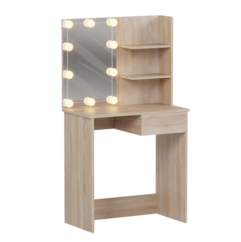 Sertare - Toalete - DRESSING TABLE WITH LED LIGHTS and SHELVES LAURYN HM2501.01 MELAMINE IN SONAMA 75x40x134.5Hcm.