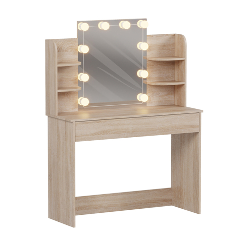 Sertare - Toalete - DRESSING TABLE WITH LED LIGHTS-SHELVES-DRAWERS LAURYN HM2502.01 SONAMA COLOR 108x40x140Hcm.