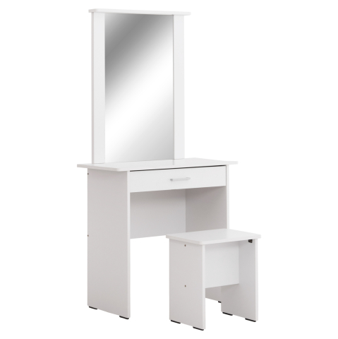 Sertare - Toalete - DRESSING TABLE WITH MIRROR and STOOL CRYSTEL HM9938.01 MELAMINE IN WHITE 74x39x155Hcm.