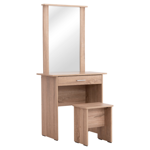 Sertare - Toalete - DRESSING TABLE WITH MIRROR and STOOL CRYSTEL HM9938.11 MELAMINE IN SONAMA OAK 74x39x155Hcm.