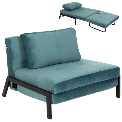 Fotolii - EASYCHAIR/BED CONSTANCE HM3078.15 TURQUOISE COLORED VELVET 95x92x66Hcm.
