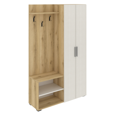 Mobilier pentru hol - ENTRANCE FURNITURE BOW HM18192 MELAMINE IN NATURAL AND ECRU 110x37x184Hcm.