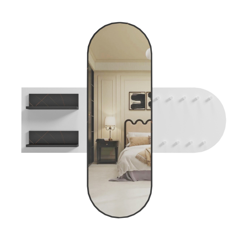Interior - ENTRANCE FURNITURE WITH MIRROR CHERYL ΗΜ9049.11 MELAMINE WHITE-BLACK MARBLE 125x40x120Hcm.
