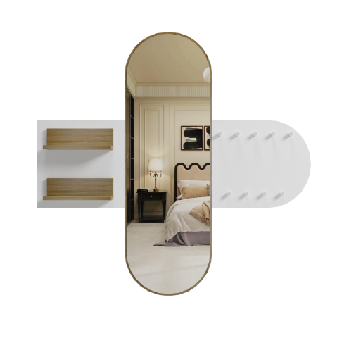 Interior - ENTRANCE FURNITURE WITH MIRROR CHERYL ΗΜ9049.12 MELAMINE WHITE-SONAMA 125x40x120Hcm.