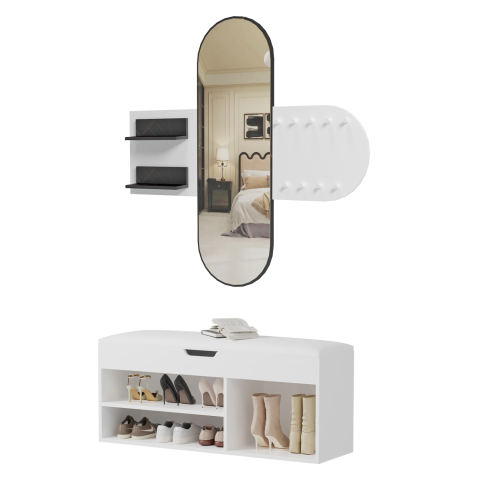 Interior - ENTRANCE SET 2PCS CHERYL HM21276.01 MELAMINE IN WHITE--BLACK MARBLE LOOK