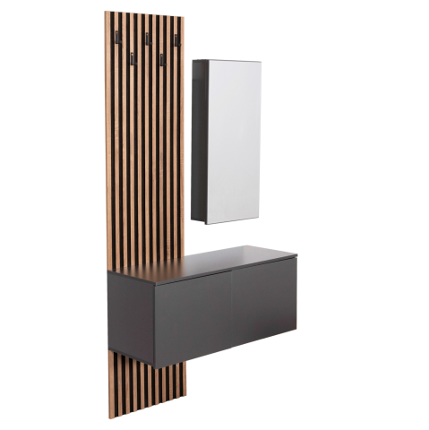 Interior - ENTRYWAY FURNITURE SET WITH MIRROR MYLES HM18080.02 MELAMINE IN SONAMA-GREY 100x37x200Hcm.