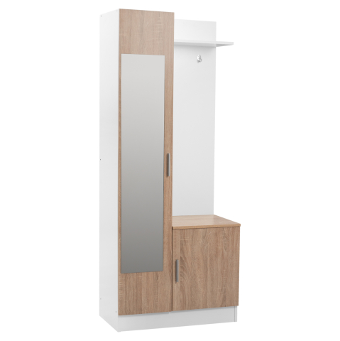 Mobilier pentru hol - Entryway Furniture with mirror Janice HM2264 Sonama White 70,3x37,1x181,8 cm.
