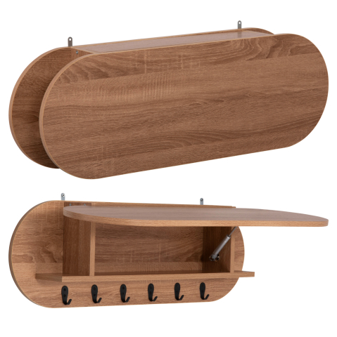 Interior - ENTRYWAY HANGER WITH CABINET SHELF STOR HM18078.02 MELAMINE IN SONAMA 84x15.5x28.5Hcm.