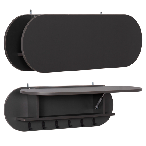 Interior - ENTRYWAY HANGER WITH CABINET SHELF STOR HM18078.03 MELAMINE IN DARK GREY 84x15.5x28.5Hcm.