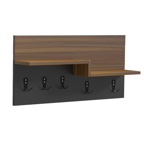 Interior - ENTRYWAY HANGER WITH SHELF NYDA HM18079.02 MELAMINE IN WALNUT-BLACK 65x13.2x31Hcm.