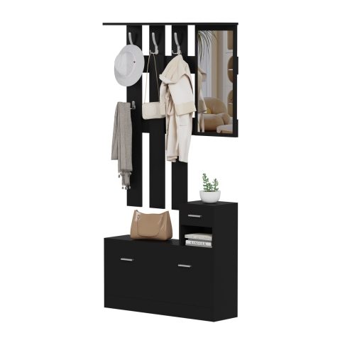 Mobilier pentru hol - ENTRYWAY SET WITH MIRROR GORN HM2473.02 MELAMINE IN WENGE 90x24x190Hcm.
