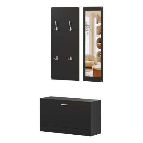 Interior - ENTRYWAY SET WITH MIRROR VERN HM2476.02 MELAMINE IN WENGE 80x27x175Hcm.