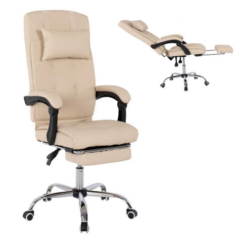 Scaune de birou - EXECUTIVE OFFICE CHAIR HM1057.12 BEIGE WITH FOLDING FOOTREST 58x71x128Hcm.