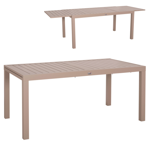 Mese - EXTENDABLE DINING TABLE KRUM HM6277.04 ALUMINUM IN CAPPUCCINO 160-240x90x73Hcm.