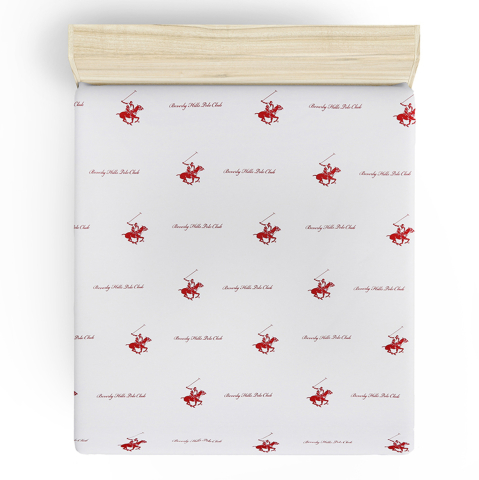 Articole de uz casnic - FLAT SHEET BEVERLY HILLS POLO CLUB HM12031.01 WHITE RED 180x240 cm. 176BHP1103