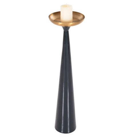 Decoratiuni - FLOOR CANDLESTICK (PILLAR) GUNTUR HM4382 METAL IN BLUE ANTHRACITE-GOLD Φ20,5x76.5Hcm.
