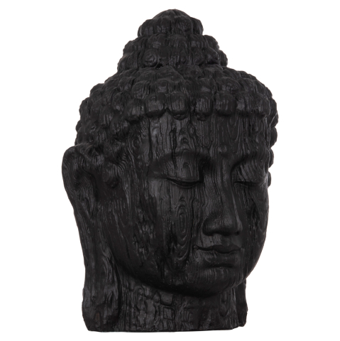 Decoratiuni - FLOOR DECORATION BUDDHA HEAD HM4385.01 PLASTER IN BLACK 90x90x100Hcm.