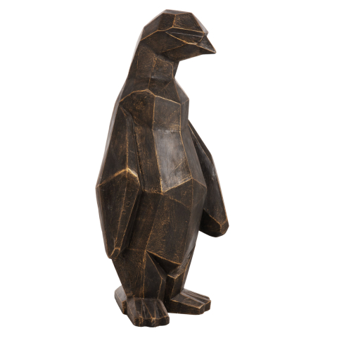 Decoratiuni de podea - FLOOR DECORATION PENGUIN HM7914 GRC IN BLACK PATINA COLOR WITH GOLD DETAILS 45x45x100Hcm.