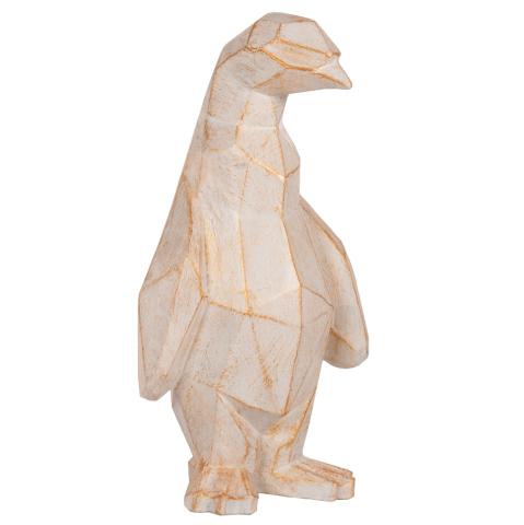 Decoratiuni de podea - FLOOR DECORATION PENGUIN HM7915 GRC IN WHITE PATINA COLOR WITH GOLD DETAILS 30x20x60Hcm.