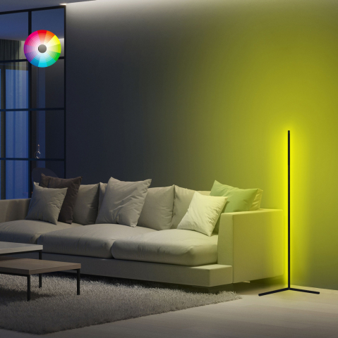 Lampi de podea - FLOOR LAMP BLACK WITH RGB LED and WIRELESS CONTROL HM7309 30x30x120 cm.