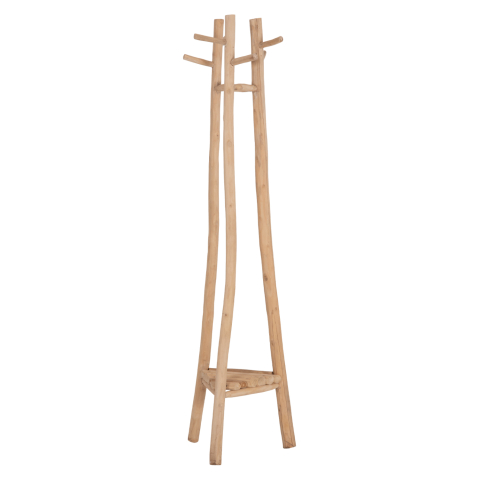 Cuiere - FLOOR STANDING HANGER TRIDEM HM4881 TEAK WOOD IN NATURAL 52x52x200Hcm.