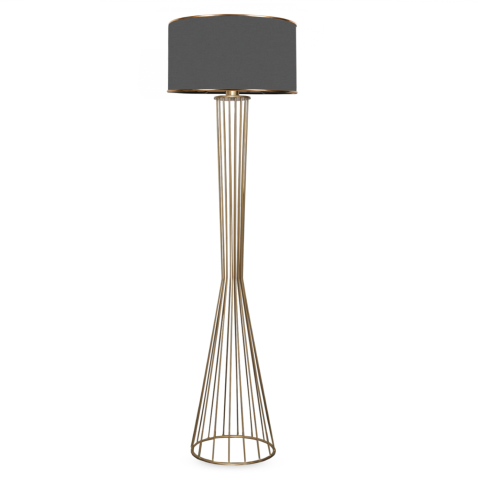 Lampi de podea - FLOOR STANDING LAMP HM7580.01 GOLDEN BEAM PILLAR, DARK GREY CAP