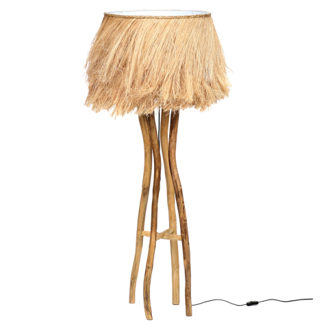 Iluminat - FLOOR STANDING LAMP TEAK WOOD AND ABACA FIBERS NATURAL COLOR 50x50x160Hcm.HM7758