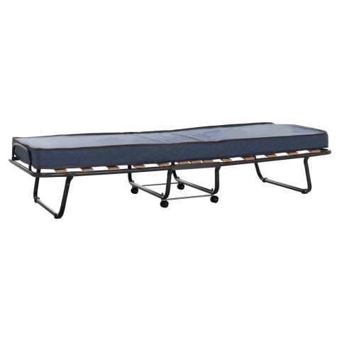 Paturi - FOLDABLE BED NOBLE HM393.02 METALLIC WITH WHEELS and MATTRESS 9cm IN GREY 80x182x37.5Hcm.
