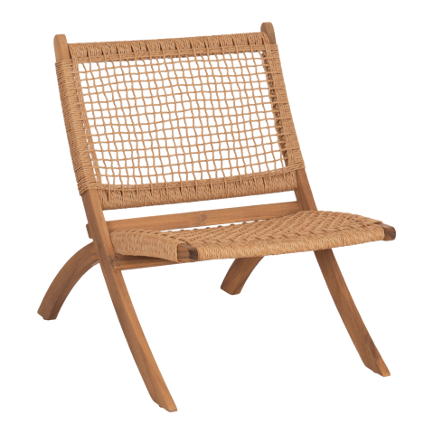 Exterior - FOLDABLE LOUNGE CHAIR FERMO HM6243.01 ACACIA WOOD IN NATURAL-SYNTHETIC WICKER 60x75x75Hcm.