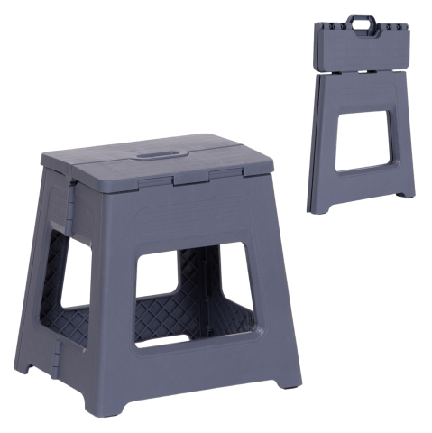 Taburete - FOLDABLE POLYPROPYLENE STOOL SOLIS HM18392.01 GREY 30x25x30Hcm.
