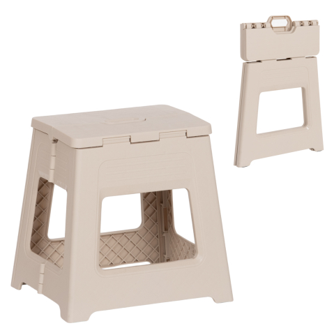 Taburete - FOLDABLE POLYPROPYLENE STOOL SOLIS HM18392.02 CREAM WHITE 30x25x30Hcm.