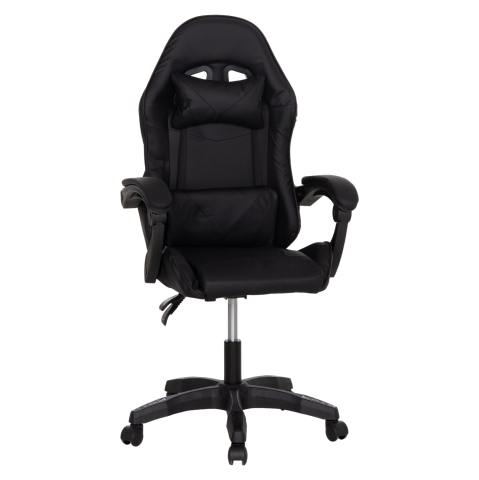 Scaune de birou - GAMING CHAIR STRATUS HM1231.01 BLACK PVC--WITH LUMBAR AND HEAD SUPPORT CUSHIONS 60x59x117Hcm.