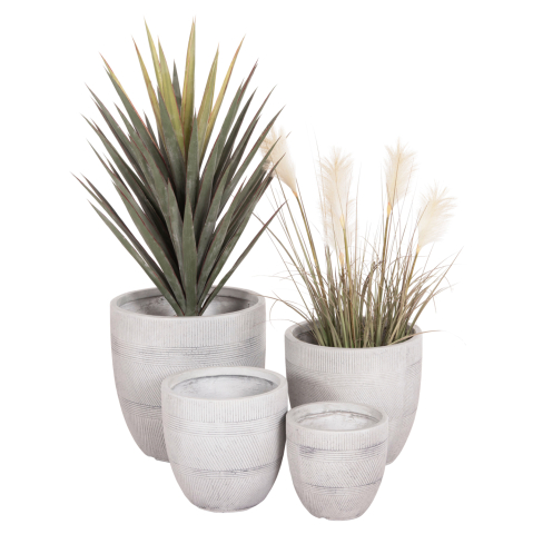 Ghivece de flori - GARDEN PLANTERS ROUND SET 4PCS SERIES GARDENER HM4719 FIBERCLAY--IN CEMENT COLOR Φ44x43Hcm.