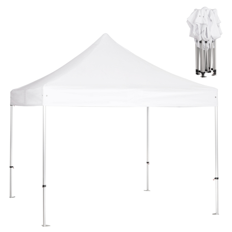 Chioscuri - GAZEBO HEAVY-DUTY CRESSEN HM6305 FOLDABLE-ALUMINUM SILVER FRAME-WHITE SHADES 3x3x3,4Hm