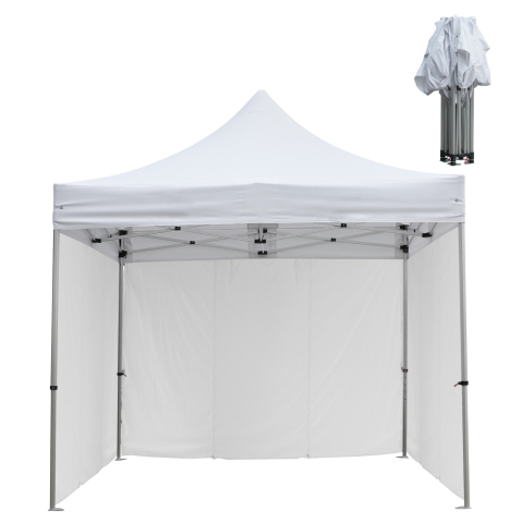 Chioscuri - GAZEBO HEAVY DUTY WITH 3 SIDEWALL SHADES CRESSEN HM21097.01 FOLDABLE-ALUMINUM SILVER FRAME-WHITE 3x3x3,4Hm